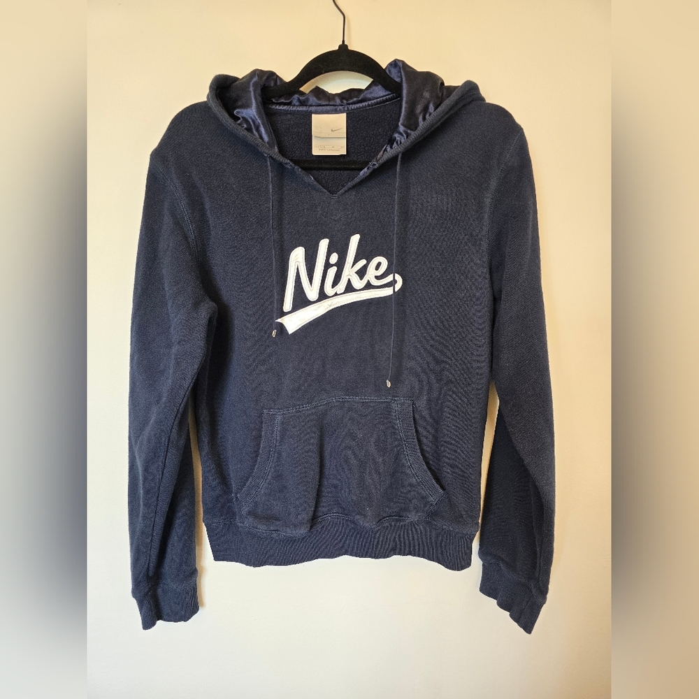 Nike Youth Navy Blue Script Logo Hoodie